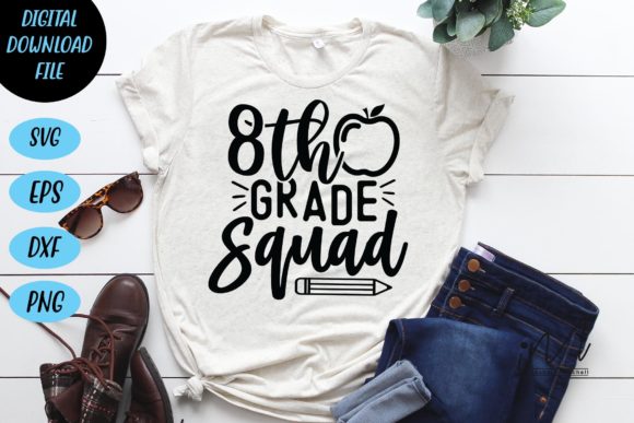 8th Grade Squad SVG Cut Files for Crafts and Graphics